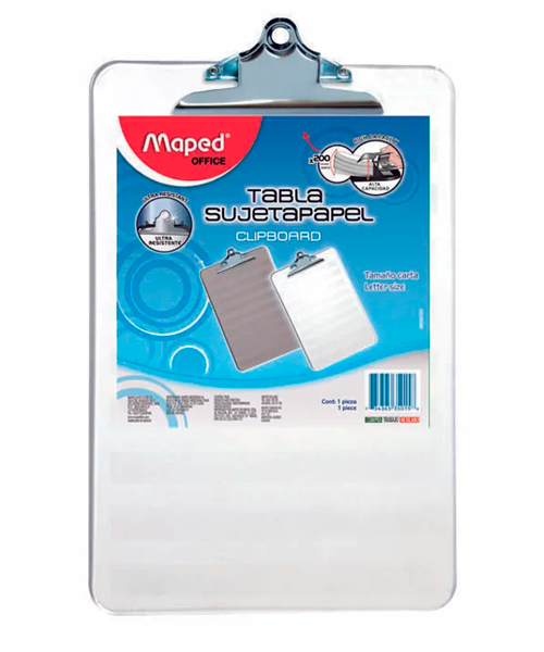 Tabla agarra papel carta de acrilico con broche maped - Copyworld
